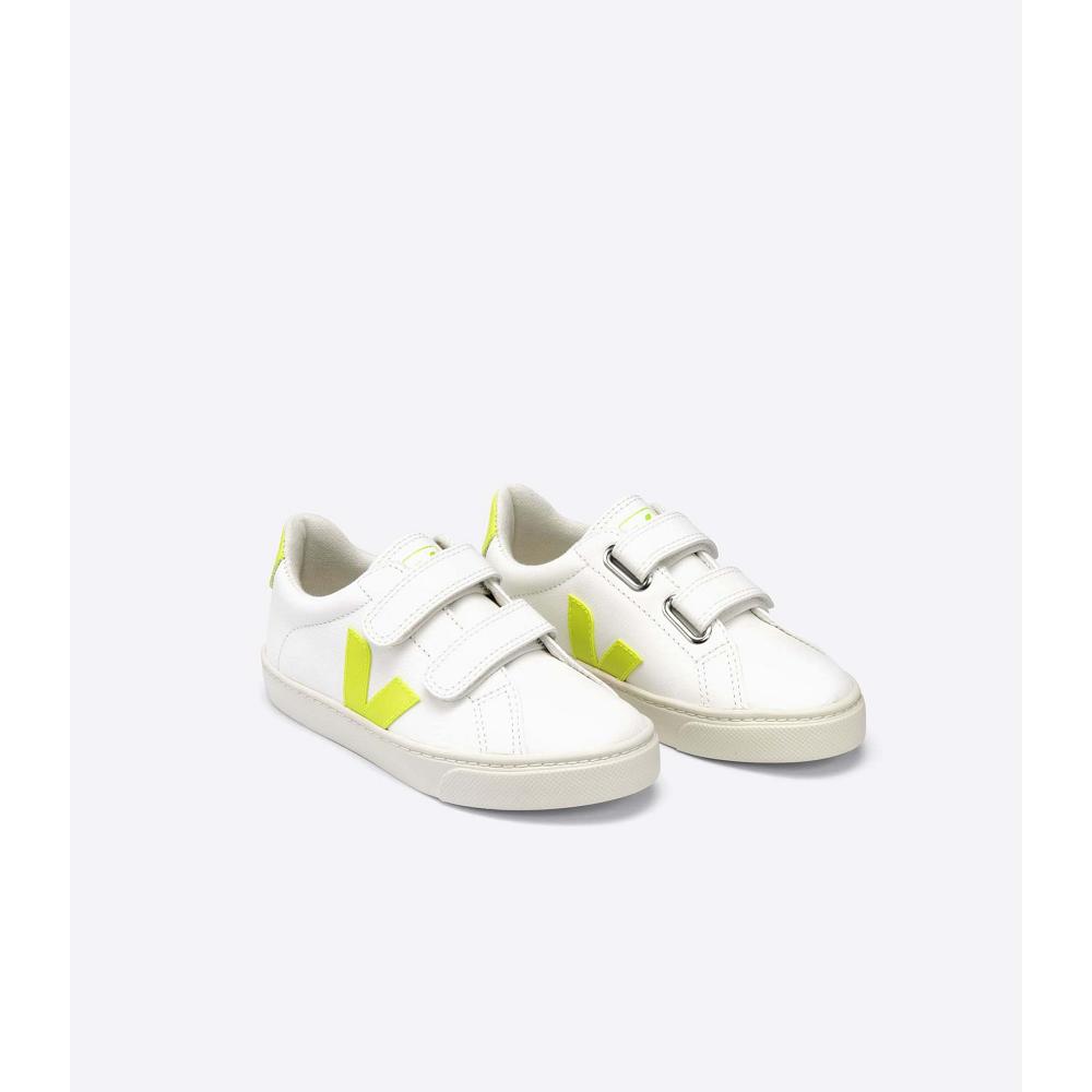 Kids' Veja ESPLAR CHROMEFREE Shoes White/Green | ZA 726GSO